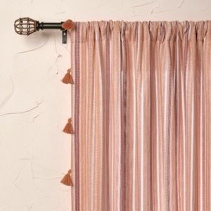 NWT Woven Striped Light Filtering Curtain Panels (x 2) Coral - Opalhouse